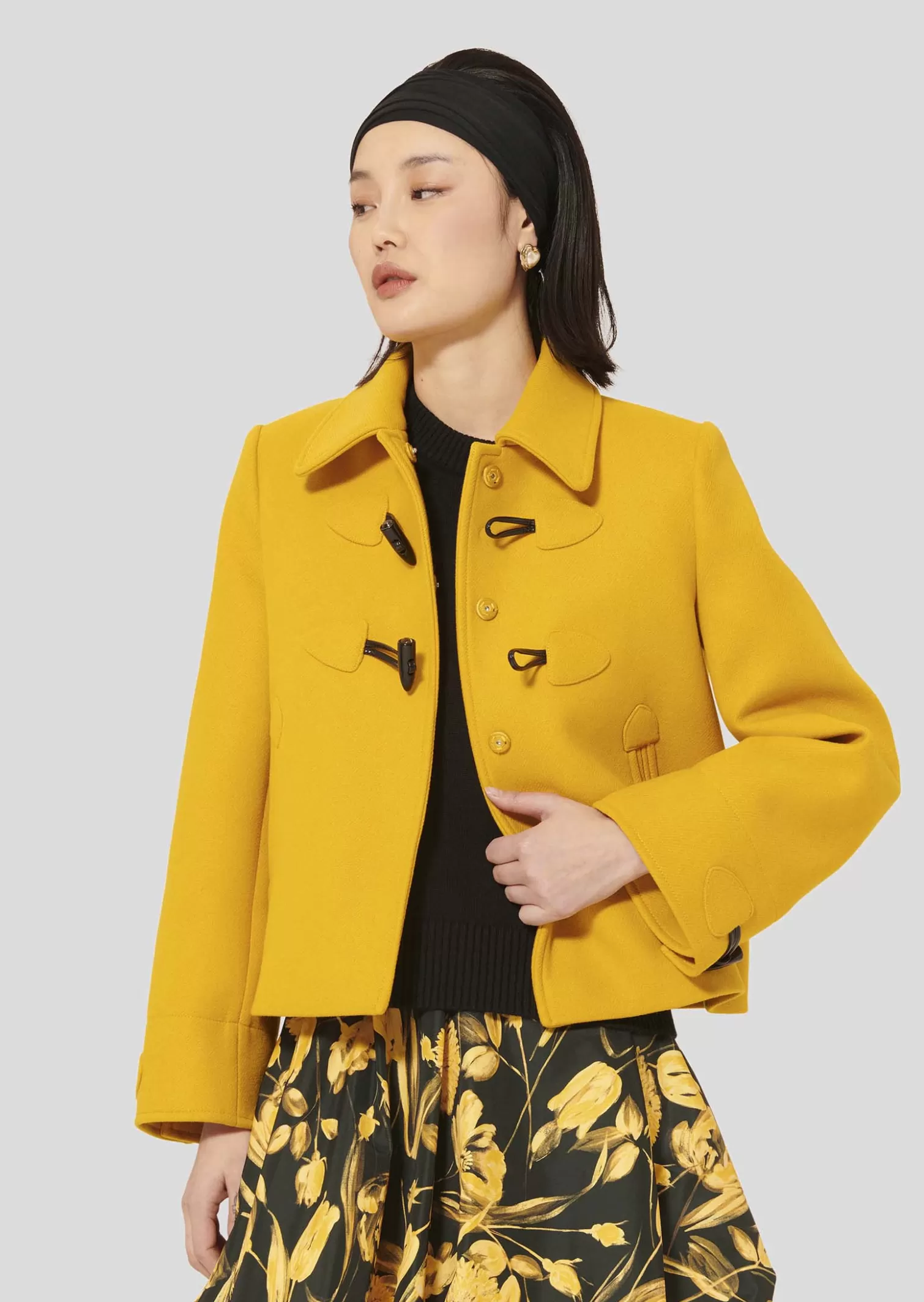 TARA JARMON Manteau Manoel jaune en drap caban< Manteaux & Vestes